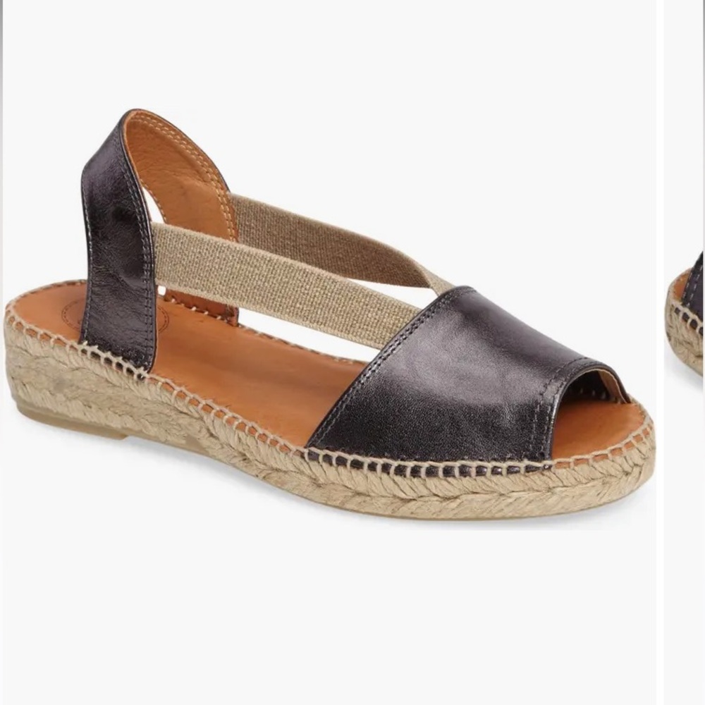 NWOT Toni Pons Origens Lead Leather Slip on Espadrille  open toe sandals Size 10